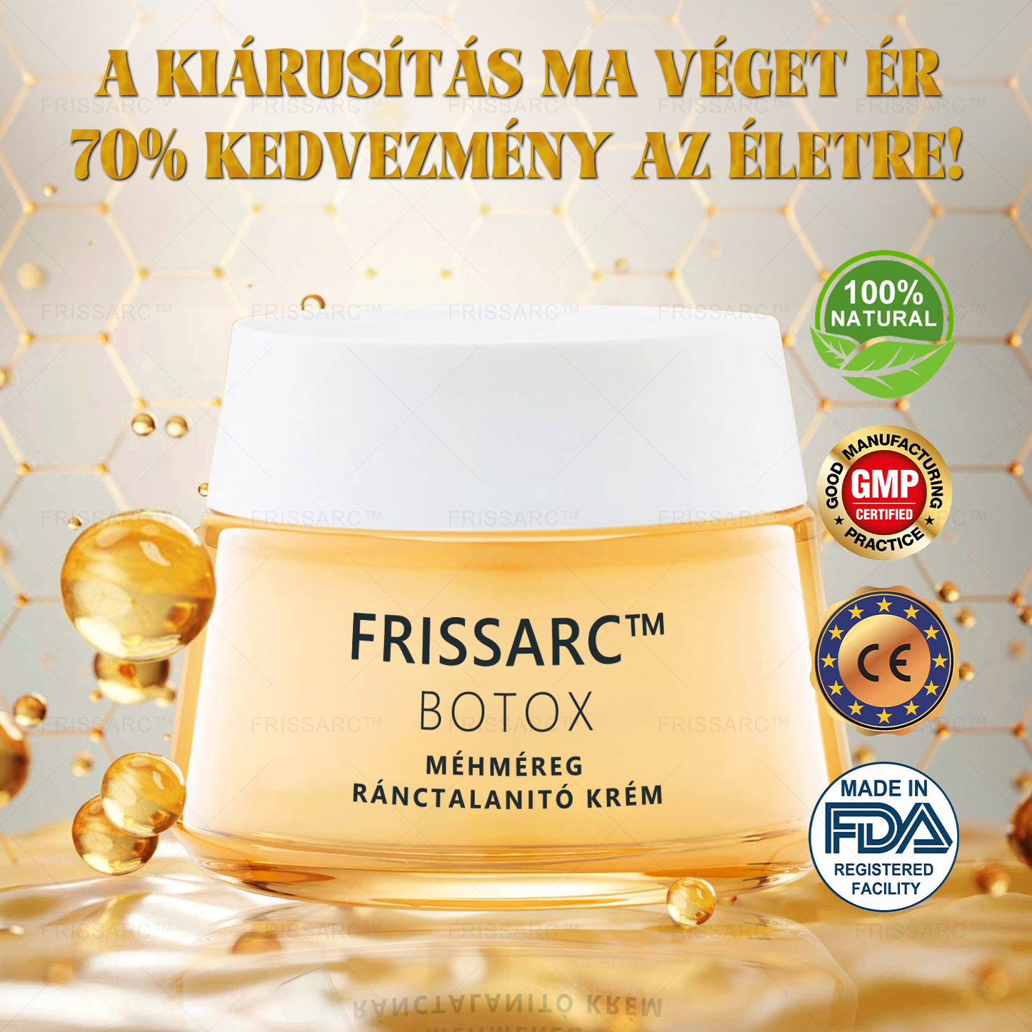 💥【Hivatalos Márkabolt】FRISSARC™ Botox Méhméreg Ránctalanító Krém